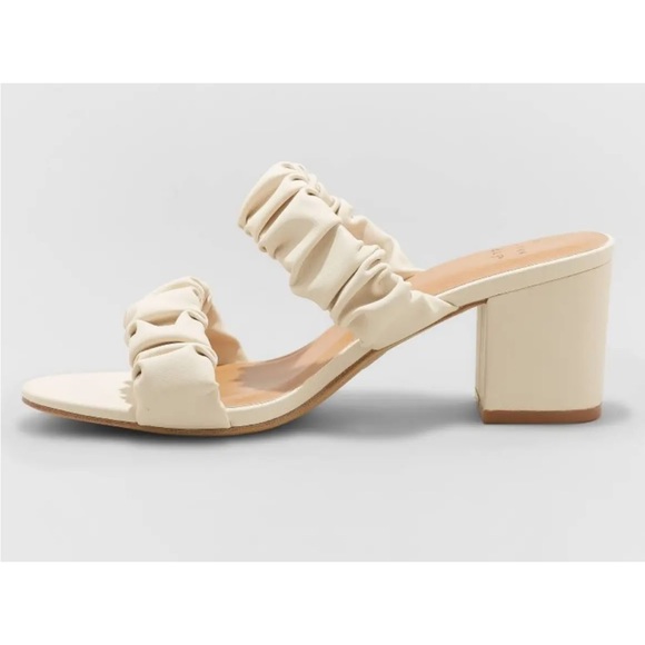 A New Day | Wanda Ruched Block Heeled Sandals - Cream - Picture 12 of 12